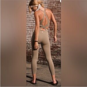 Free People Back it Up- jumpsuit Sage Beige size Medium NWT